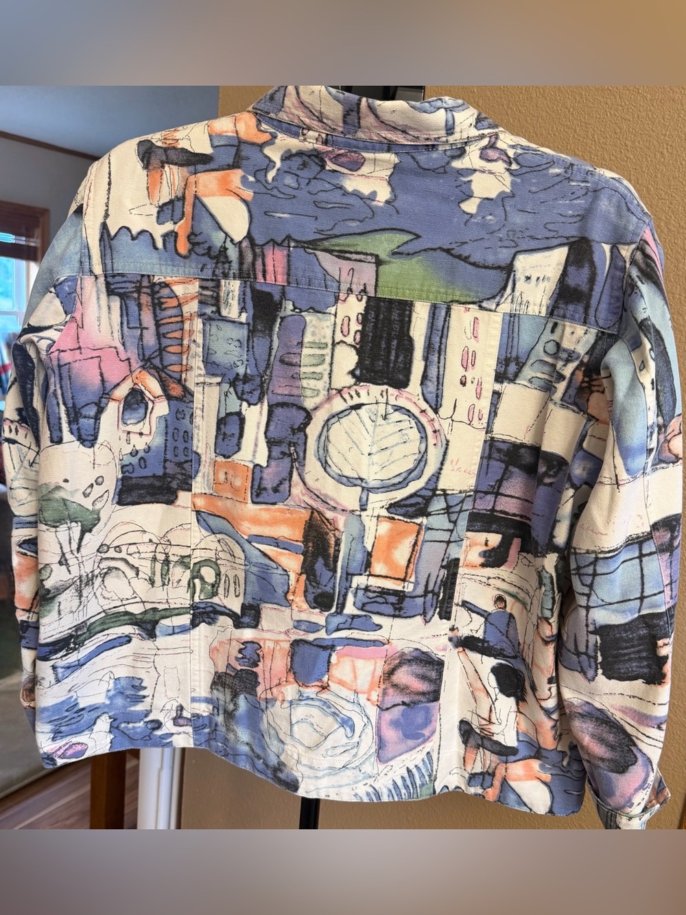 Michael Leu Vintage Maximalist Abstract Watercolor Print Button-Up Jacket | L - Picture 7 of 14